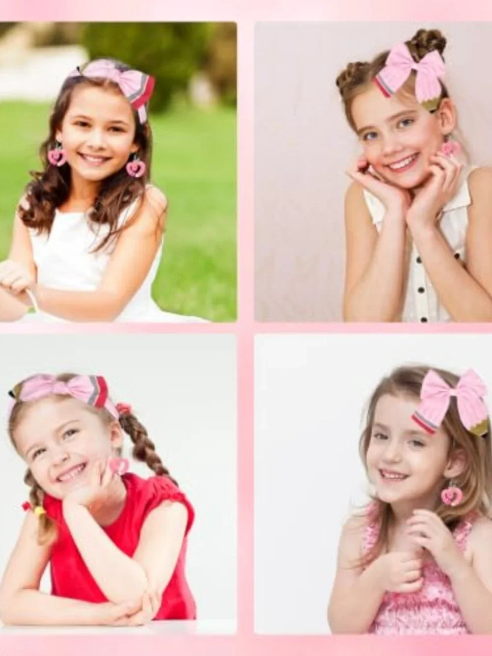 3 Pcs Back to School Pencil Hair Bows Clips Headband Set